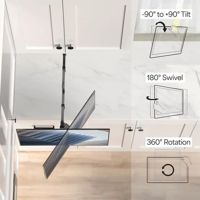 Alt view image 5 of 7 - VIVO Articulating Under-Cabinet Mount, Fits 13" to 27" TV & Monitor Screens