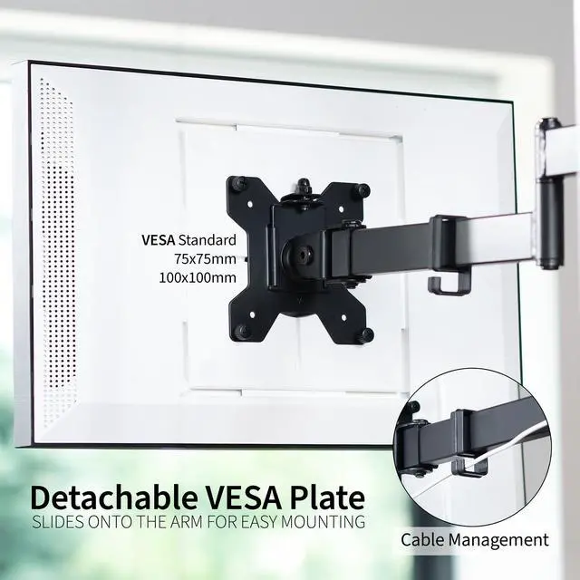 Alt view image 6 of 7 - VIVO Articulating Under-Cabinet Mount, Fits 13" to 27" TV & Monitor Screens