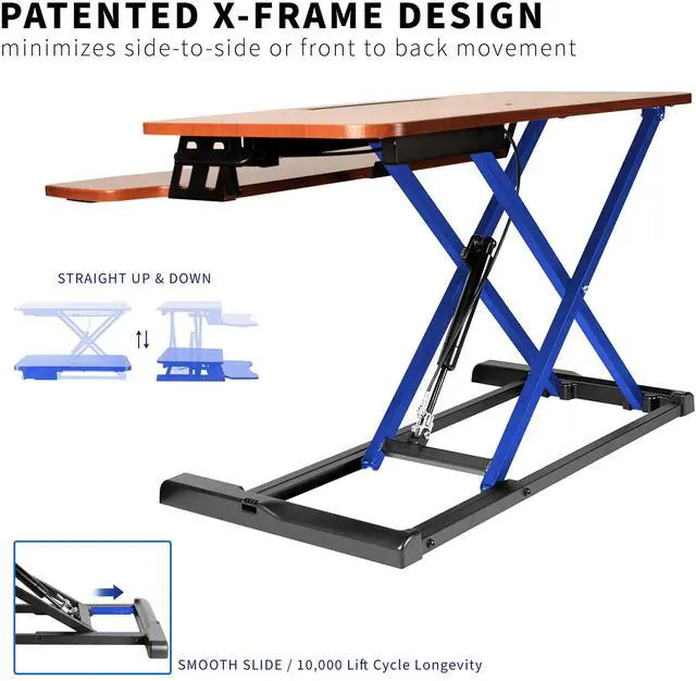Alt view image 5 of 7 - VIVO Rustic Vintage Brown Standing 32" Desktop Monitor Riser, Black Frame