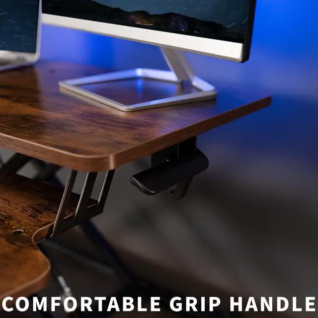 Alt view image 7 of 7 - VIVO Rustic Vintage Brown Standing 32" Desktop Monitor Riser, Black Frame