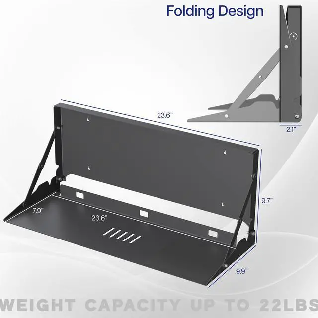 Alt view image 3 of 7 - VIVO Black Flip Down 24 inch Keyboard Tray Wall Mount with Mouse Pad
