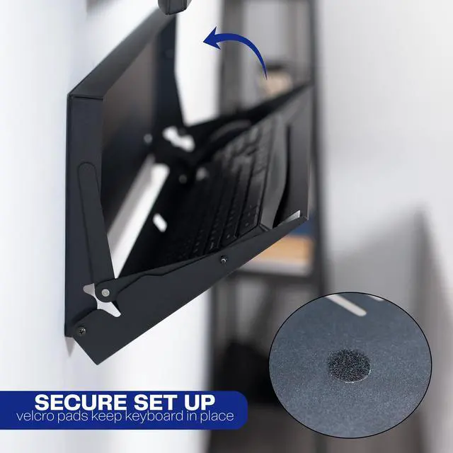 Alt view image 5 of 7 - VIVO Black Flip Down 24 inch Keyboard Tray Wall Mount with Mouse Pad