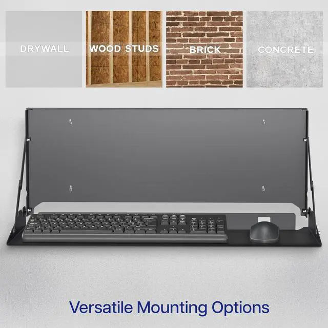 Alt view image 7 of 7 - VIVO Black Flip Down 24 inch Keyboard Tray Wall Mount with Mouse Pad
