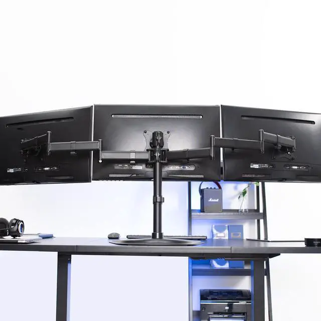 Alt view image 2 of 7 - VIVO Triple Monitor Mount Adjustable Desk Free Stand for 3 LCD Screens upto 24"