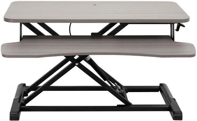 Main image of VIVO Gray Height Adjustable Standing Desk Monitor Riser, 32" Sit Stand Tabletop