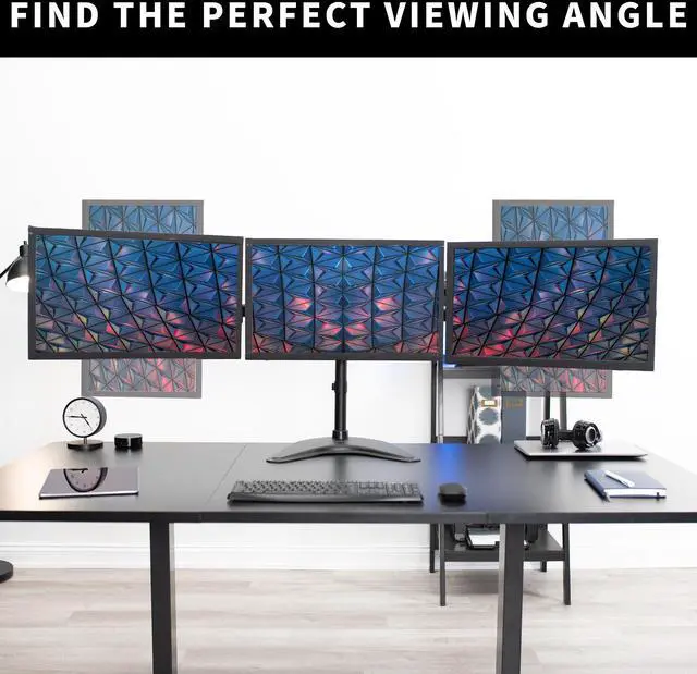 Alt view image 5 of 7 - VIVO Triple Monitor Mount Adjustable Desk Free Stand for 3 LCD Screens upto 24"