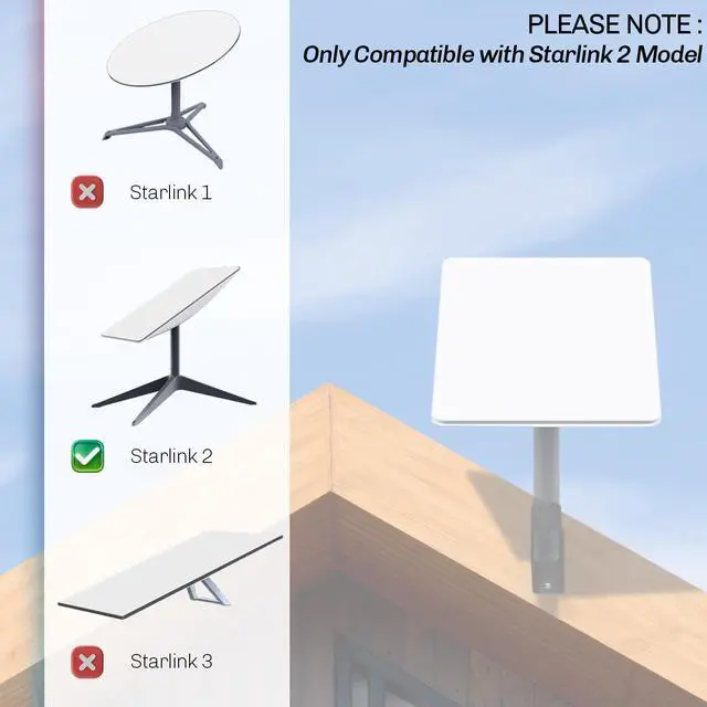 Alt view image 4 of 7 - VIVO Low Profile Wall Mount Designed for Starlink Gen2 Internet Satellite Dish