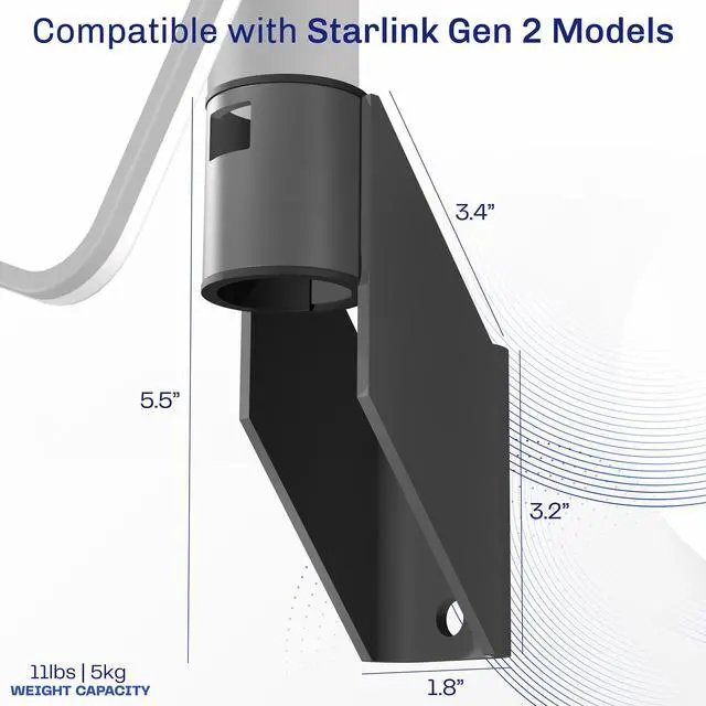 Alt view image 3 of 7 - VIVO Low Profile Wall Mount Designed for Starlink Gen2 Internet Satellite Dish