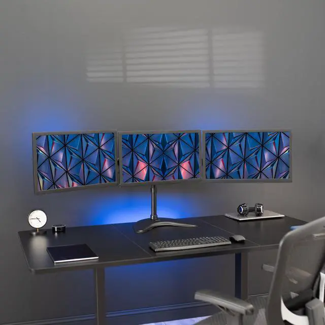 Alt view image 6 of 7 - VIVO Triple Monitor Mount Adjustable Desk Free Stand for 3 LCD Screens upto 24"