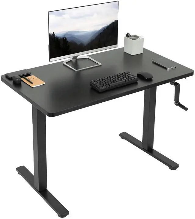 Main image of VIVO Manual 43 x 24 Stand Up Desk | Black Table Top, Black Frame
