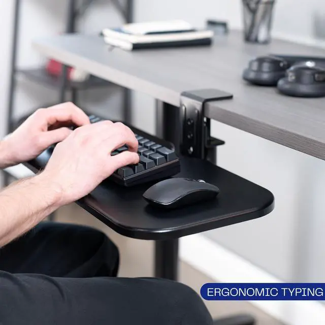 Alt view image 3 of 7 - VIVO Clamp-on 23 x 10 inch Rotating Computer Keyboard and Mouse Tray, Ergonomic Typing, MOUNT-KB04CB