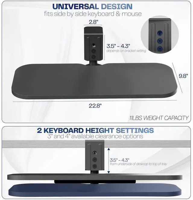 Alt view image 4 of 7 - VIVO Clamp-on 23 x 10 inch Rotating Computer Keyboard and Mouse Tray, Ergonomic Typing, MOUNT-KB04CB