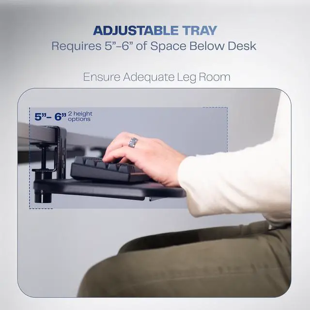 Alt view image 7 of 7 - VIVO Clamp-on 23 x 10 inch Rotating Computer Keyboard and Mouse Tray, Ergonomic Typing, MOUNT-KB04CB