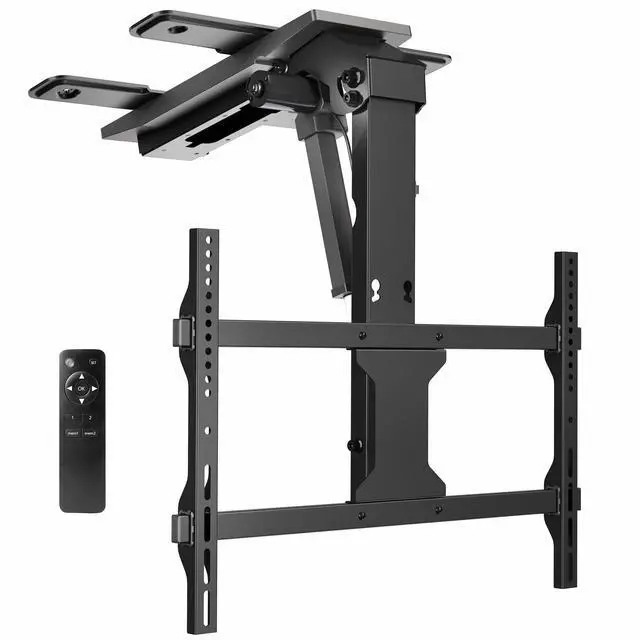 Main image of VIVO Black Electric Flip Down Ceiling TV Mount for 37 to 70 inch Screens, Fits Flat or Pitched Ceiling, MOUNT-E-FD75C