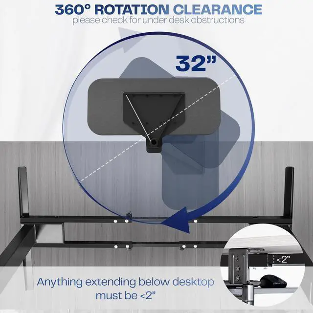 Alt view image 5 of 7 - VIVO Clamp-on 23 x 10 inch Rotating Computer Keyboard and Mouse Tray, Ergonomic Typing, MOUNT-KB04CB