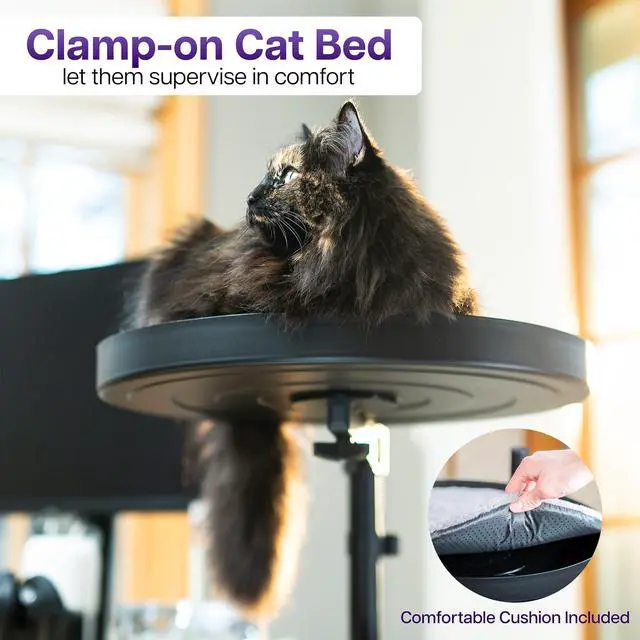 Alt view image 2 of 7 - Life Finds Clamp-on Round Cat Bed for Home Office Desk