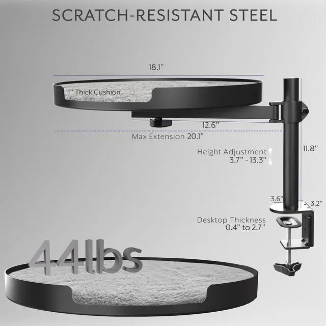 Alt view image 3 of 7 - Life Finds Clamp-on Round Cat Bed for Home Office Desk