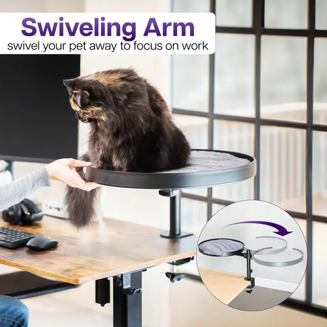 Alt view image 7 of 7 - Life Finds Clamp-on Round Cat Bed for Home Office Desk