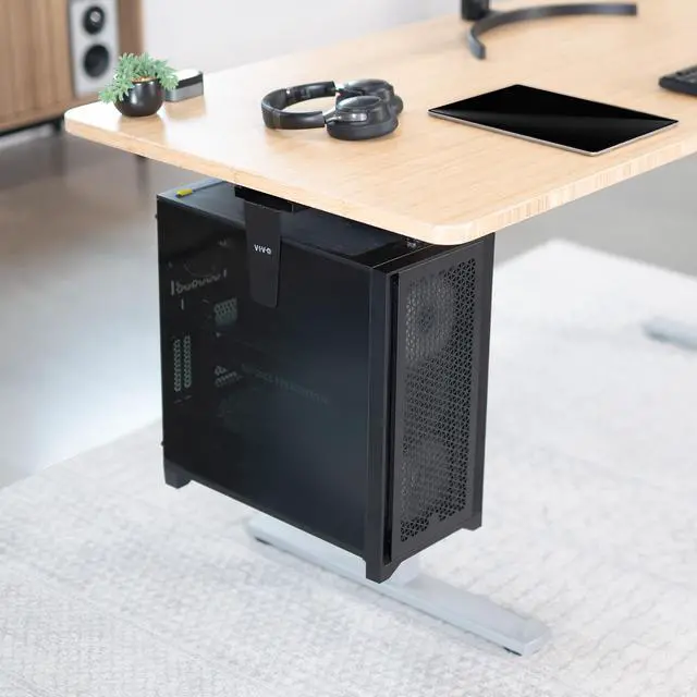 Alt view image 5 of 7 - VIVO Large Adjustable Under-Desk and Wall PC Mount, Computer Case Holder with 135-degree Swivel, MOUNT-PC01L