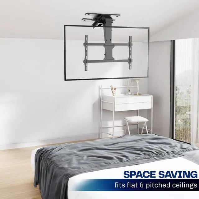 Alt view image 4 of 7 - VIVO Electric Flip Down and Swivel Ceiling TV Mount for 37 to 70 inch Screens, App and Voice Control, MOUNT-E-FD75C-S