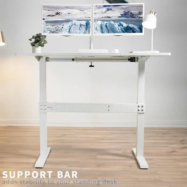 Alt view image 4 of 7 - VIVO Universal White Steel Clamp-on Desk Stabilizer Bar, 36" to 61.6" Bracket Support System (DESK-STB01W)