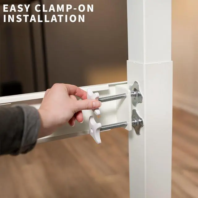Alt view image 5 of 7 - VIVO Universal White Steel Clamp-on Desk Stabilizer Bar, 36" to 61.6" Bracket Support System (DESK-STB01W)