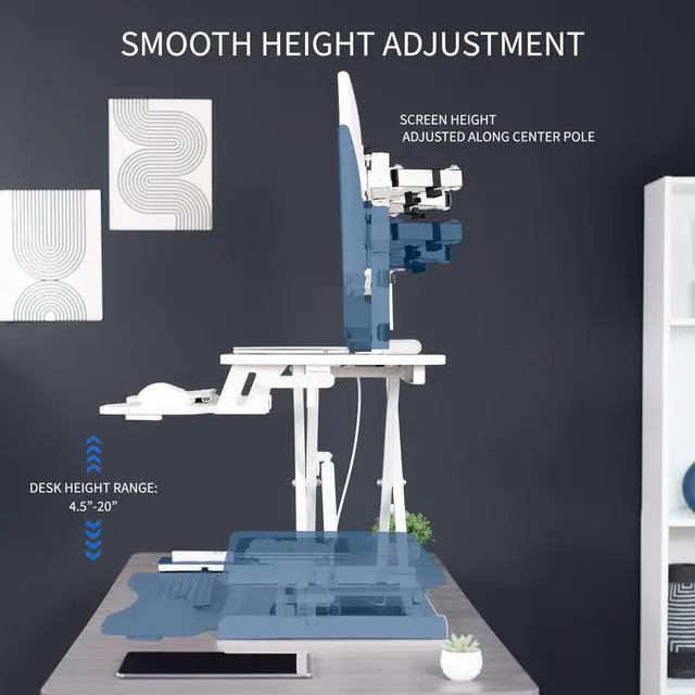 Alt view image 3 of 7 - VIVO White 32" Standing Desk Riser with Adjustable Dual 13" to 30" Monitor Mount