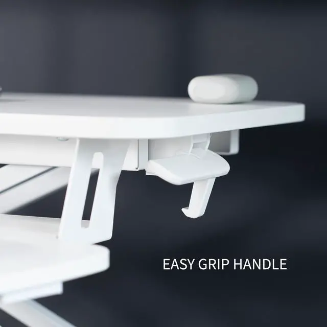 Alt view image 5 of 7 - VIVO White 32" Standing Desk Riser with Adjustable Dual 13" to 30" Monitor Mount