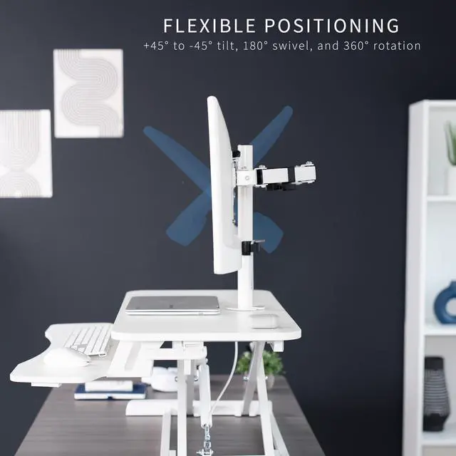 Alt view image 7 of 7 - VIVO White 32" Standing Desk Riser with Adjustable Dual 13" to 30" Monitor Mount