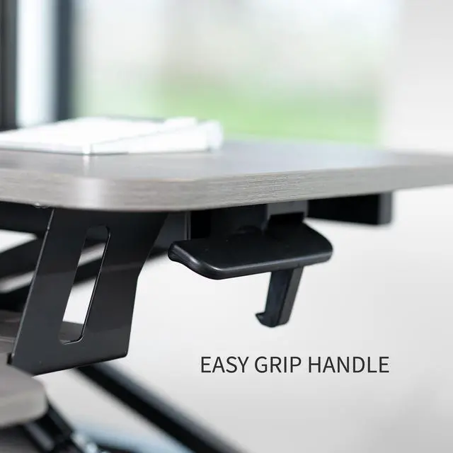 Alt view image 6 of 8 - VIVO Gray 32" Standing Desk Riser with Adjustable Dual 13" to 30" Monitor Mount