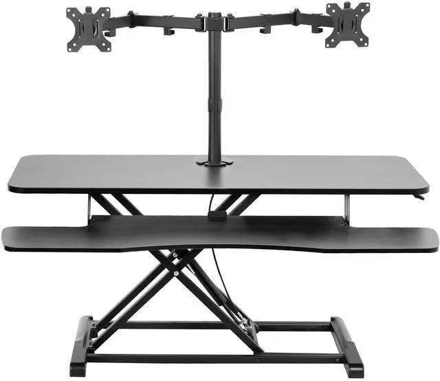 Main image of VIVO Black 42" Height Adjustable Standing Desk Riser with Articulating Dual 13" to 30" Monitor Mount (DESK-V042KB-M2)