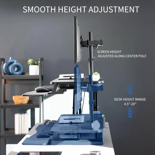 Alt view image 3 of 7 - VIVO Black 42" Height Adjustable Standing Desk Riser with Articulating Dual 13" to 30" Monitor Mount (DESK-V042KB-M2)