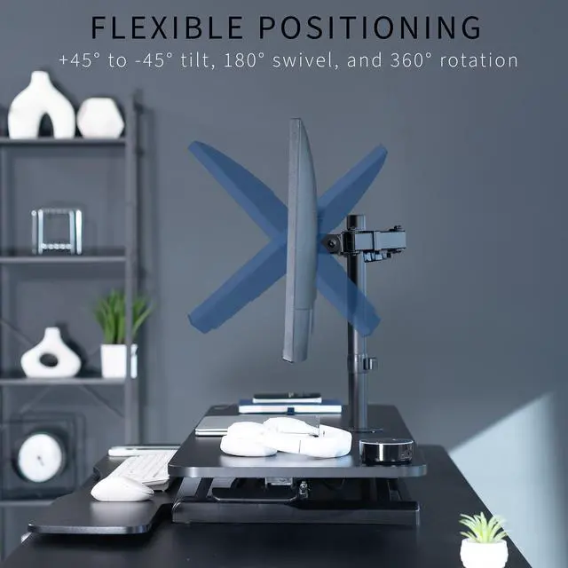 Alt view image 7 of 7 - VIVO Black 48" Standing Desk Riser with Adjustable Dual 13" to 30" Monitor Mount