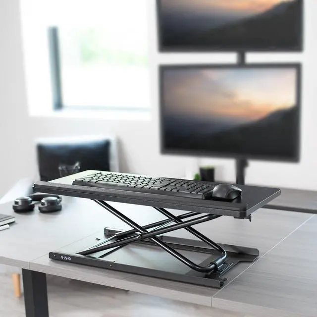 Alt view image 2 of 7 - VIVO Black Ergonomic Heavy-Duty Scissors Lift Keyboard and Mouse Riser 27"
