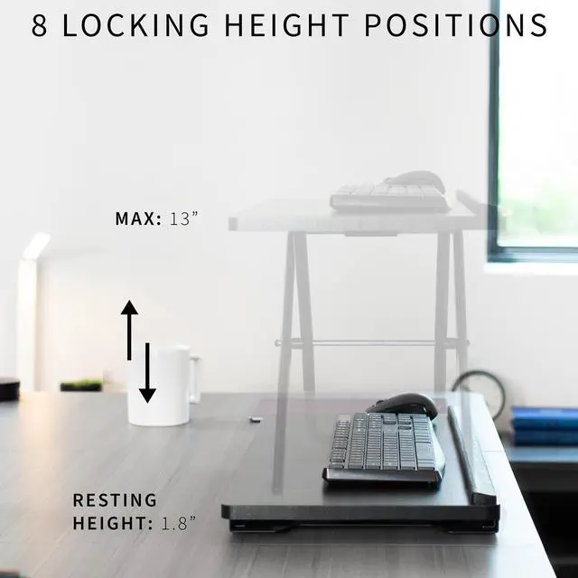 Alt view image 4 of 7 - VIVO Black Ergonomic Heavy-Duty Scissors Lift Keyboard and Mouse Riser 27"