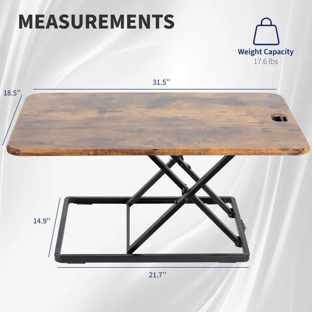 Alt view image 3 of 7 - VIVO Vintage Brown Slim 32" Desktop Converter, Sit Stand Tabletop Monitor Riser
