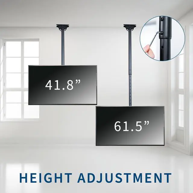 Alt view image 5 of 7 - VIVO Ceiling TV Mount for 37 to 90 inch Screens, Telescoping Height Adjustment with 5ft Extension Pole, MOUNT-VC90-5