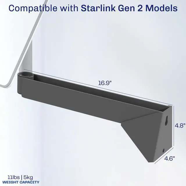 Alt view image 3 of 7 - VIVO Long Arm Wall Mount Designed for Starlink Gen2 Internet Satellite Dish