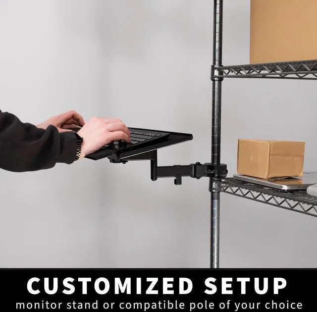 Alt view image 4 of 7 - VIVO Steel Universal Full Motion Pole Mount, 26 Inch Keyboard and Mouse Tray