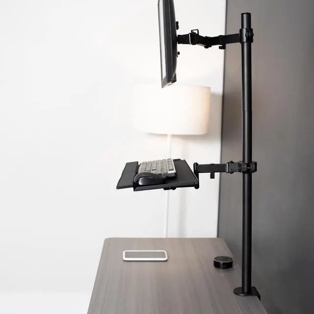 Alt view image 5 of 7 - VIVO Steel Universal Full Motion Pole Mount, 26 Inch Keyboard and Mouse Tray