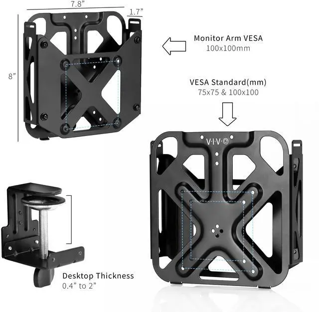 Alt view image 3 of 7 - VIVO Behind Monitor VESA Mount Designed for Mac Mini CPU, 2010-Present Models, Monitor Arm Computer Holder, MOUNT-MINI1