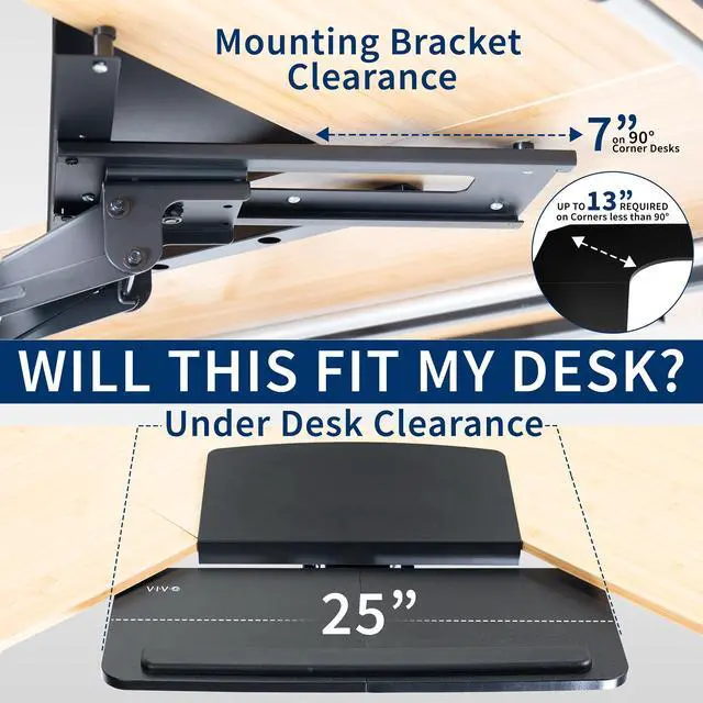 Alt view image 3 of 7 - VIVO Black Corner Desk Keyboard & Mouse Platform Tray, Ergonomic Under Table Surface for L-Shaped Desks, MOUNT-KB03B-C