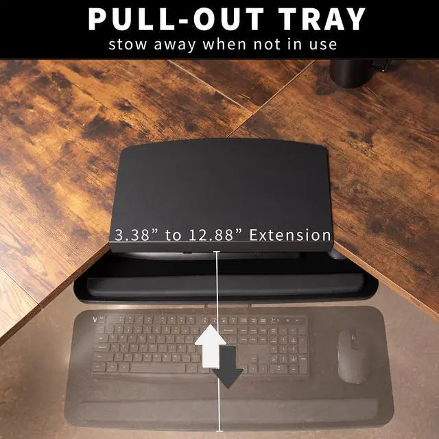Alt view image 4 of 7 - VIVO Black Corner Desk Keyboard & Mouse Platform Tray, Ergonomic Under Table Surface for L-Shaped Desks, MOUNT-KB03B-C