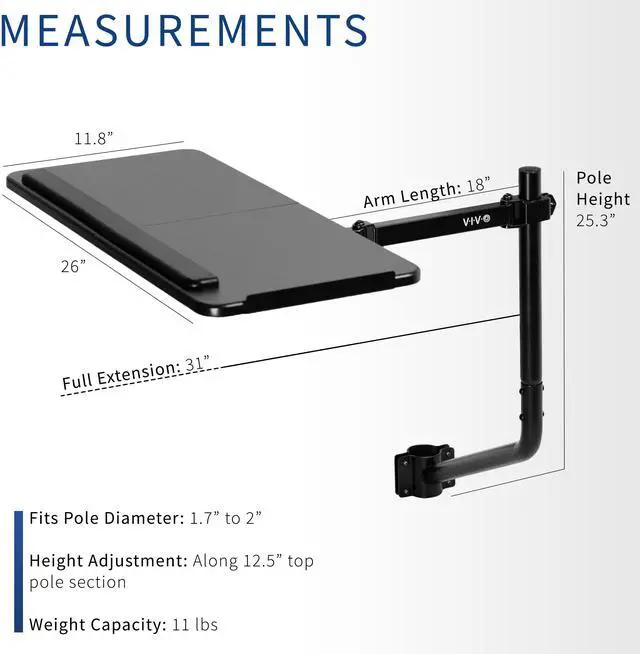 Alt view image 3 of 7 - VIVO Office Chair Mounted 26 x 12 inch Full Motion Keyboard and Mouse Tray