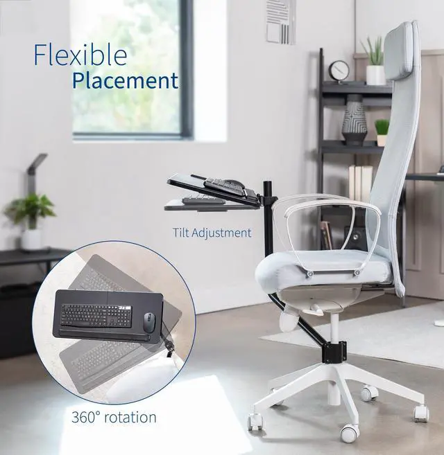 Alt view image 6 of 7 - VIVO Office Chair Mounted 26 x 12 inch Full Motion Keyboard and Mouse Tray