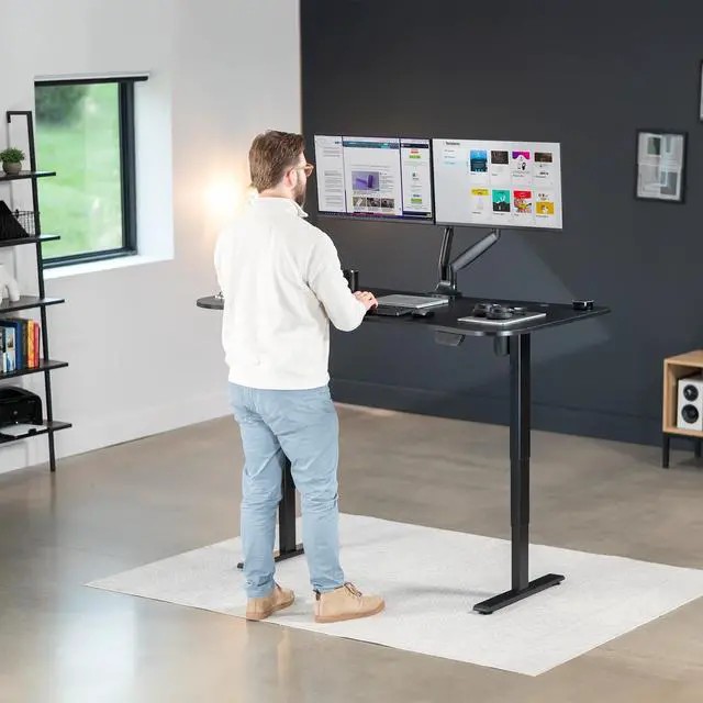 Alt view image 6 of 7 - VIVO Electric 63 x 32 Height Adjustable Stand Up Desk with Black Table Top, Black Frame, DESK-KIT-2E1B