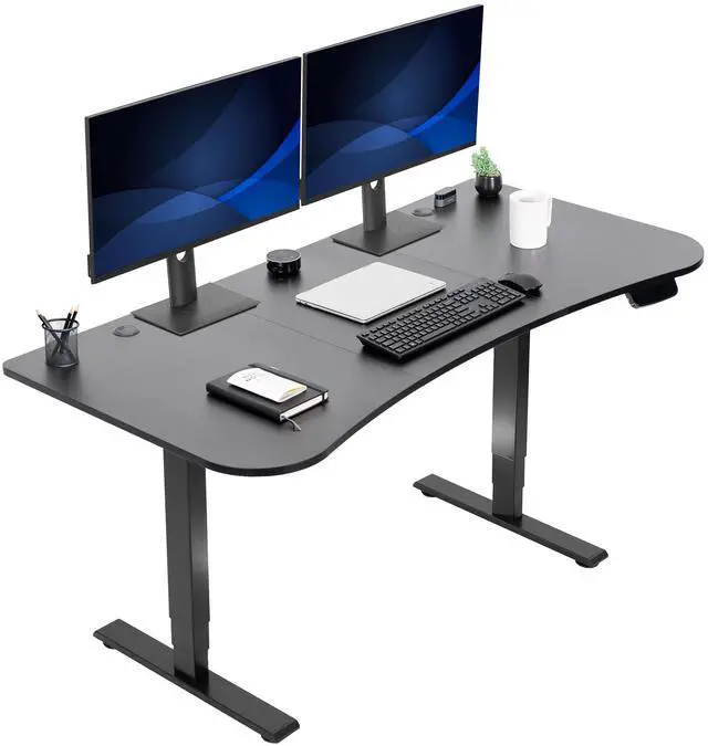 Main image of VIVO Electric 63 x 32 Height Adjustable Stand Up Desk with Black Table Top, Black Frame, DESK-KIT-2E1B
