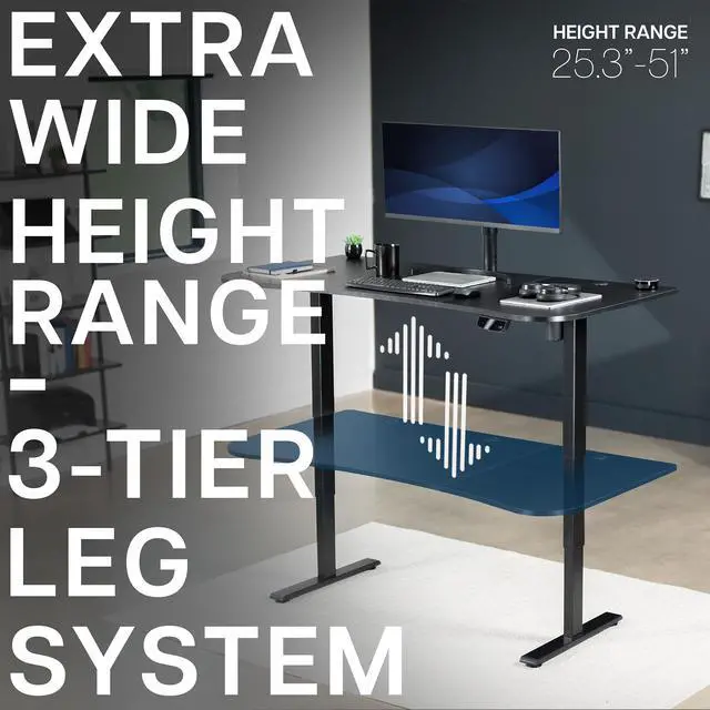 Alt view image 4 of 7 - VIVO Electric 63 x 32 Height Adjustable Stand Up Desk with Black Table Top, Black Frame, DESK-KIT-2E1B