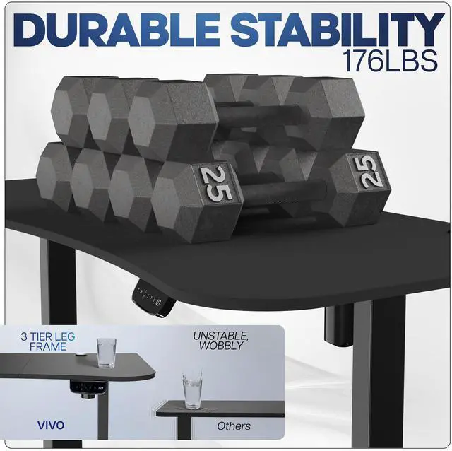 Alt view image 5 of 7 - VIVO Electric 63 x 32 Height Adjustable Stand Up Desk with Black Table Top, Black Frame, DESK-KIT-2E1B