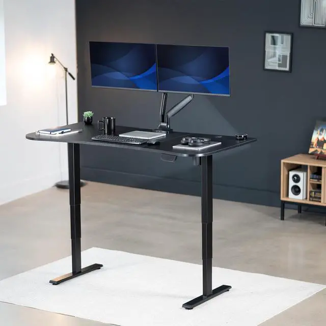 Alt view image 2 of 7 - VIVO Electric 63 x 32 Height Adjustable Stand Up Desk with Black Table Top, Black Frame, DESK-KIT-2E1B